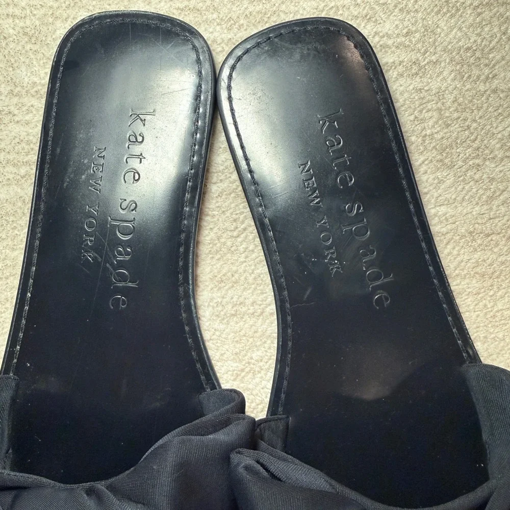 Kate Spade New York Bikini Blue Bow Slide Sandals Square Toe Flats Size 8B